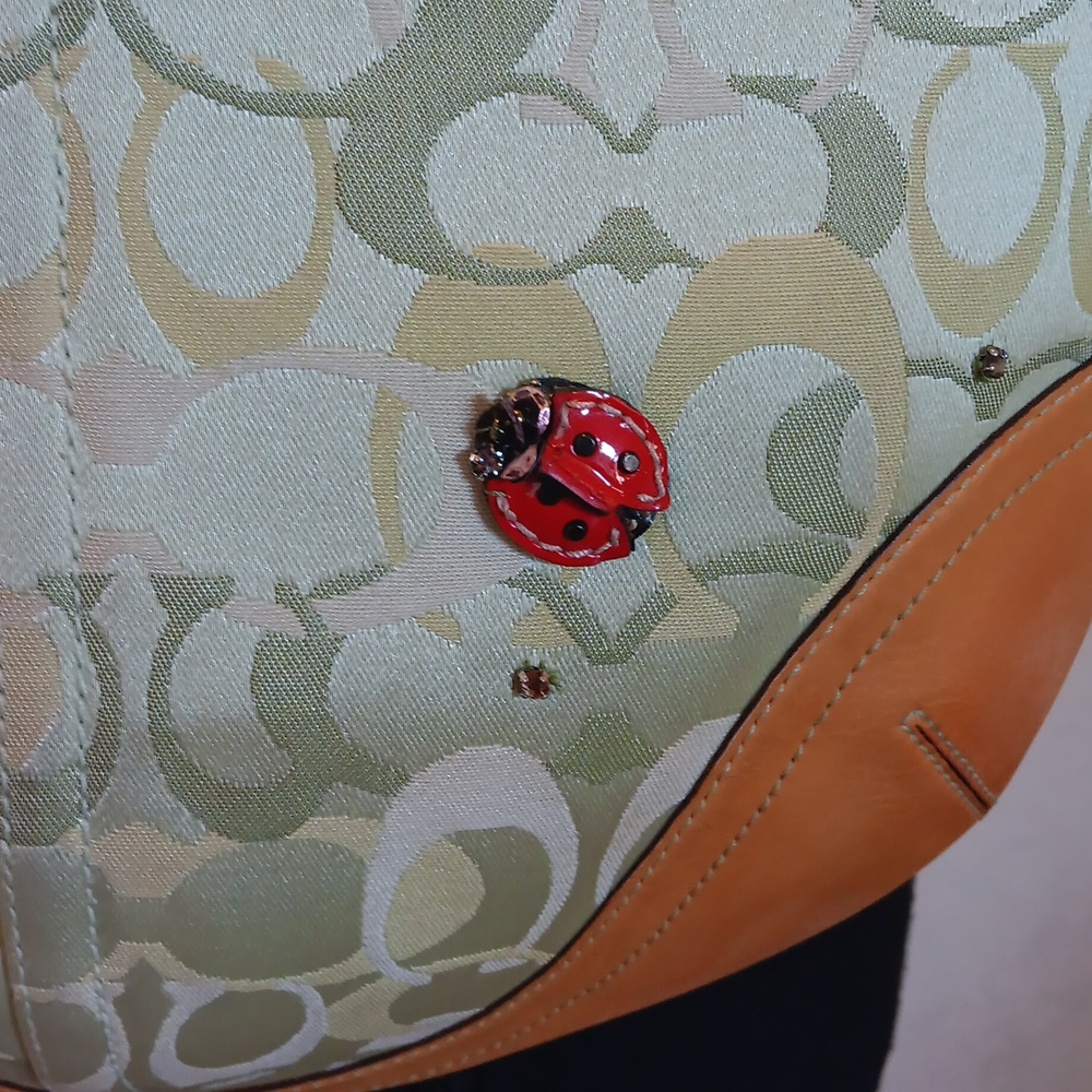 *Upcycled Coach Y2k Green Hobo With Coach Ladybugs 🐞 - Picture 5 of 17